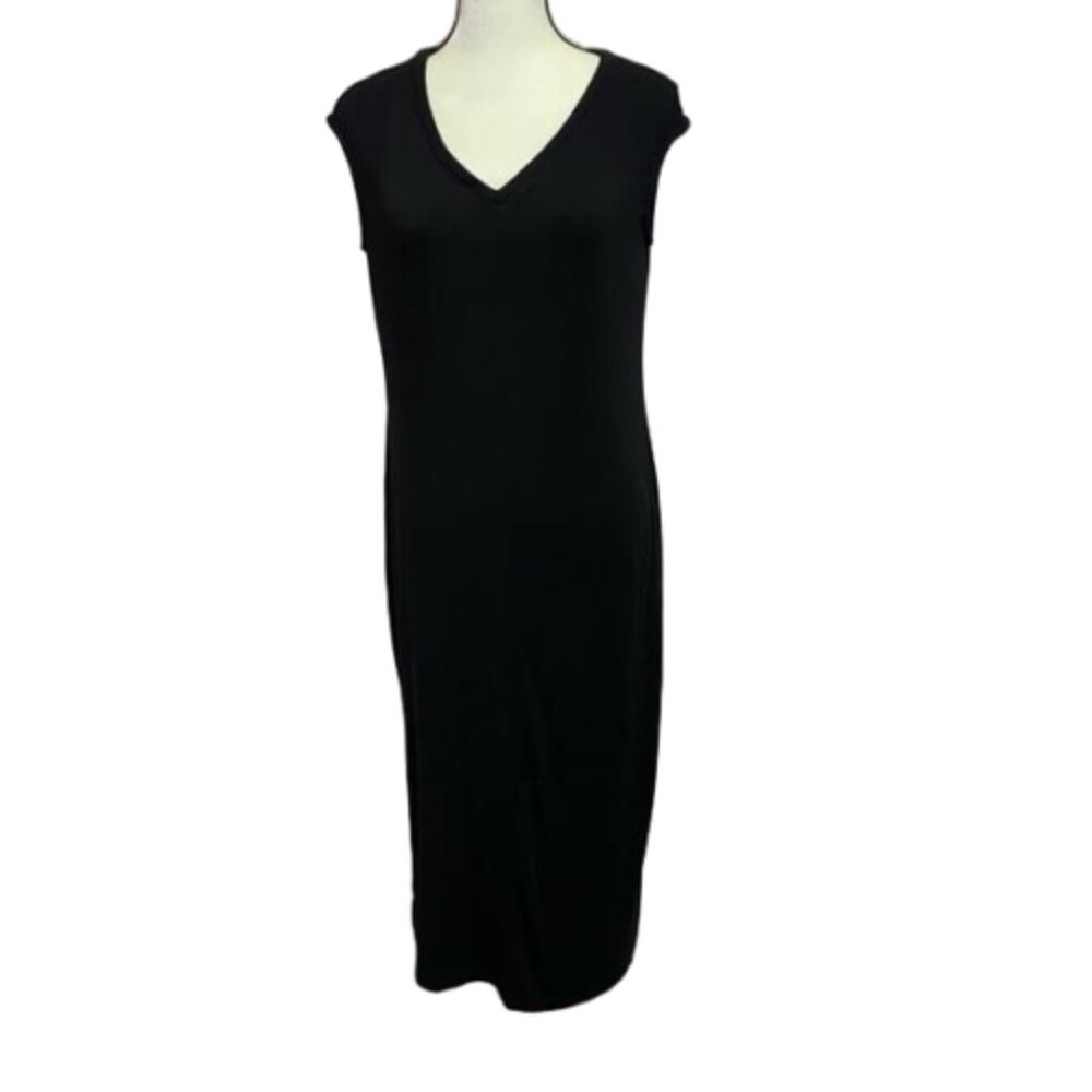 2/$30 Philosophy Black Viscose/Spandex V Neck Cap Sleeve Maxi Dress Size M #1024